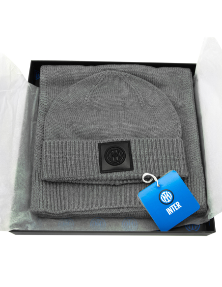 SET SCIARPA E CAPPELLO MAGLIA 9%WO 20%PL 55%NY 16%PC GRIGIO INTER IN BOX
