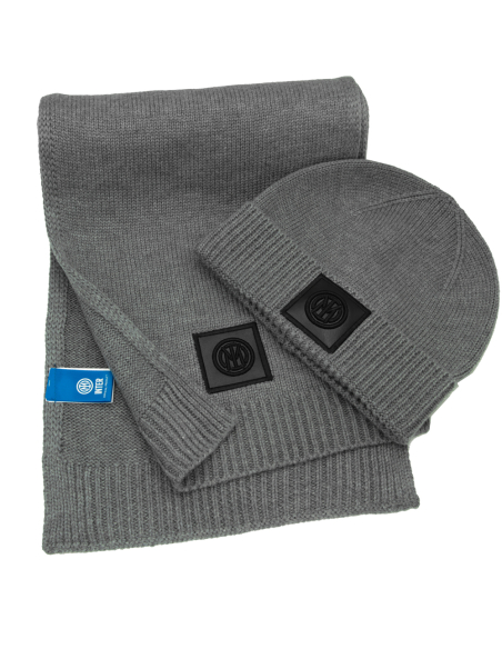 SET SCIARPA E CAPPELLO MAGLIA 9%WO 20%PL 55%NY 16%PC GRIGIO INTER IN BOX
