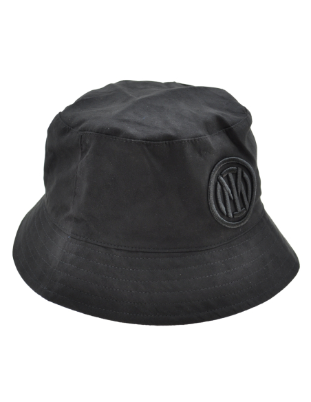 CAPPELLO PESCATORE ALCANTARA DOUBLE FACE NYLON RICAMO NERO 50%PU 50%PL INTER