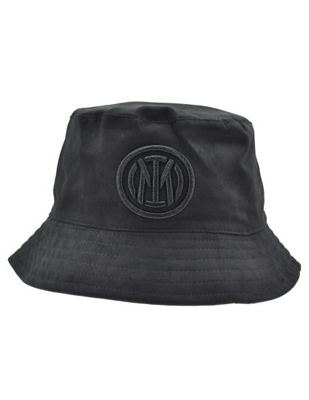 CAPPELLO PESCATORE ALCANTARA DOUBLE FACE NYLON RICAMO NERO 50%PU 50%PL INTER