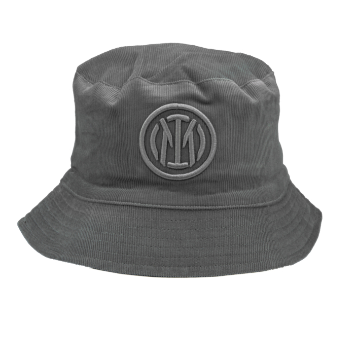 CAPPELLO PESCATORE VELLUTO DOUBLE FACE NYLON RICAMO GRIGIO 50%CO 50%PL INTER