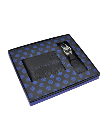 PARURE PORTAFOGLIO SLIM E PORTACHIAVI 100%PELLE INTER