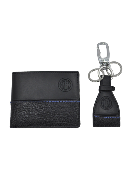 PARURE PORTAFOGLIO SLIM E PORTACHIAVI 100%PELLE INTER