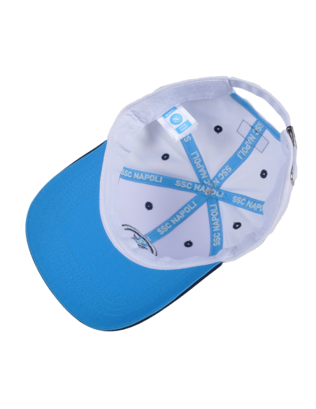 Cappello Baseball Adulto Bianco A Contrasto 100%co Enzo Castellano Ssc Napoli - Imma Italy