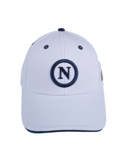 Cappello Baseball Adulto Bianco A Contrasto 100%co Enzo Castellano Ssc Napoli - Imma Italy