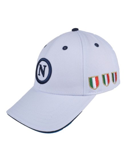 Cappello Baseball Adulto Bianco A Contrasto 100%co Enzo Castellano Ssc Napoli - Imma Italy