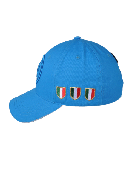 Cappello Baseball Junior Azzurro Tono A Tono 100%co Enzo Castellano Ssc Napoli - Imma Italy