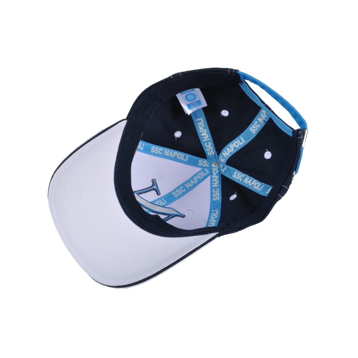 Cappello Baseball Adulto Bianco/blu 100%co Enzo Castellano Ssc Napoli - Imma Italy