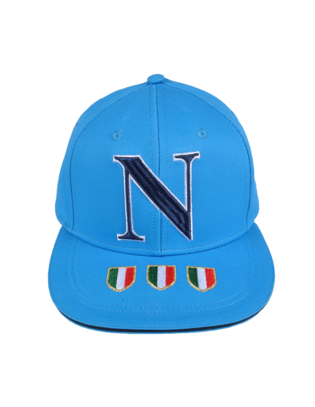 Cappello Baseball Adulto Azzurro Visiera Piatta 100%co Enzo Castellano Ssc Napoli - Imma Italy