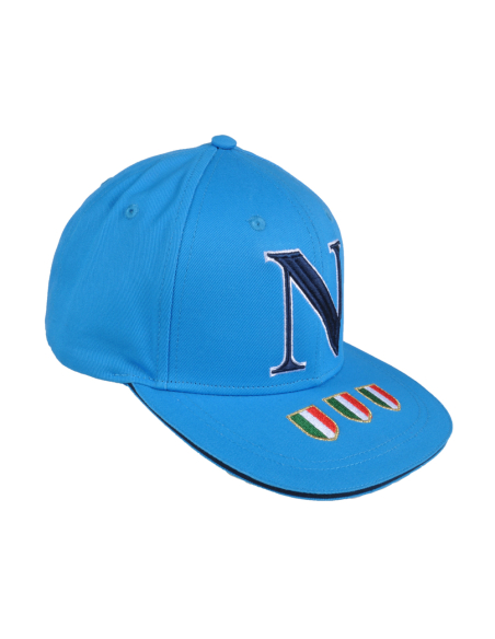Cappello Baseball Adulto Azzurro Visiera Piatta 100%co Enzo Castellano Ssc Napoli - Imma Italy