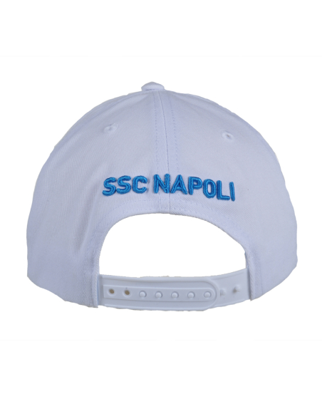 Cappello Baseball Adulto Bianco Visiera Piatta 100%co Enzo Castellano Ssc Napoli - Imma Italy