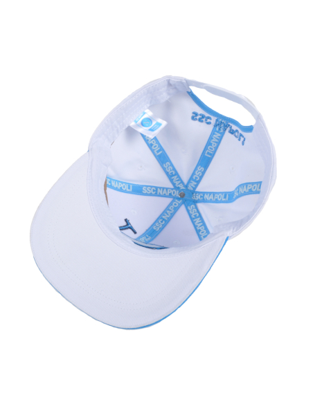 Cappello Baseball Adulto Bianco Visiera Piatta 100%co Enzo Castellano Ssc Napoli - Imma Italy