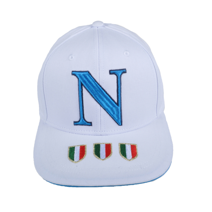 Cappello Baseball Adulto Bianco Visiera Piatta 100%co Enzo Castellano Ssc Napoli - Imma Italy