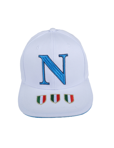 Cappello Baseball Adulto Bianco Visiera Piatta 100%co Enzo Castellano Ssc Napoli - Imma Italy