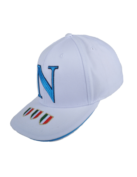 Cappello Baseball Adulto Bianco Visiera Piatta 100%co Enzo Castellano Ssc Napoli - Imma Italy