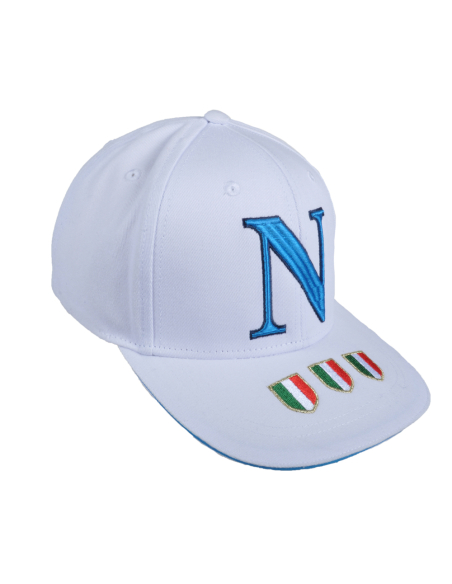 Cappello Baseball Adulto Bianco Visiera Piatta 100%co Enzo Castellano Ssc Napoli - Imma Italy