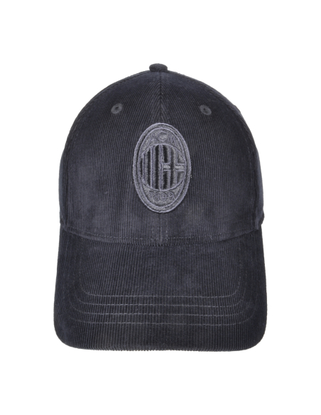 CAPPELLO BASEBALL VELLUTO RICAMO NERO 100%CO MILAN