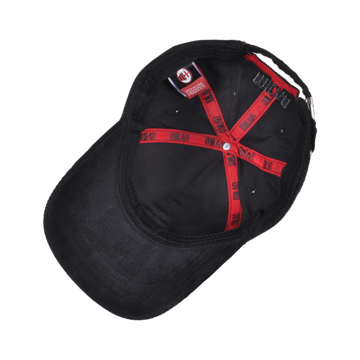 CAPPELLO BASEBALL VELLUTO RICAMO NERO 100%CO MILAN