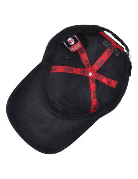 CAPPELLO BASEBALL VELLUTO RICAMO NERO 100%CO MILAN