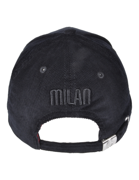 CAPPELLO BASEBALL VELLUTO RICAMO NERO 100%CO MILAN