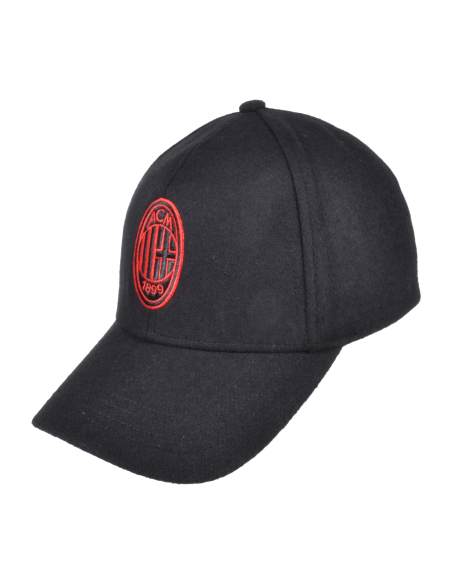 CAPPELLO BASEBALL FELTRO RICAMO ROSSO 100%PL MILAN