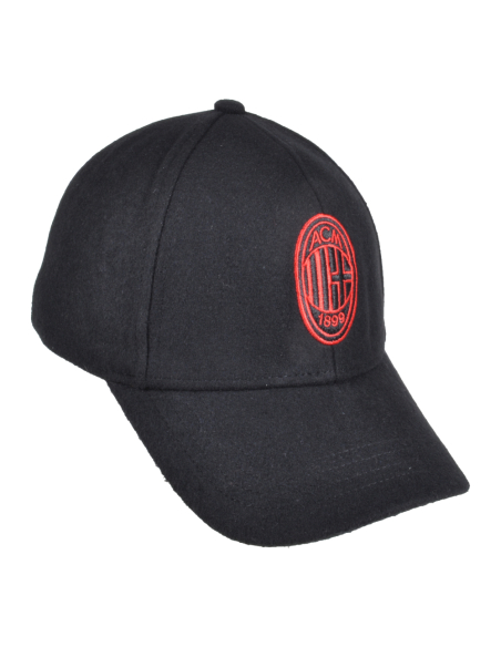 CAPPELLO BASEBALL FELTRO RICAMO ROSSO 100%PL MILAN