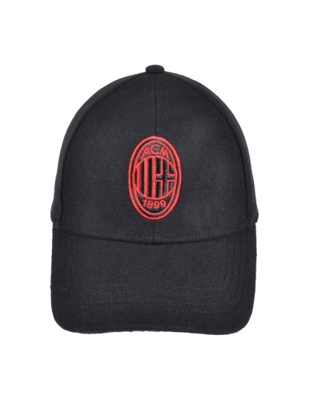 CAPPELLO BASEBALL FELTRO RICAMO ROSSO 100%PL MILAN