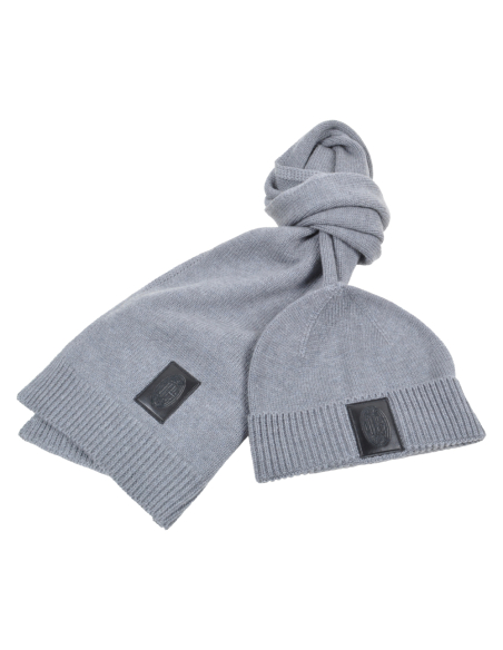 SET SCIARPA E CAPPELLO MAGLIA 9%WO 20%PL 55%NY 16%PC GRIGIO MILAN IN BOX