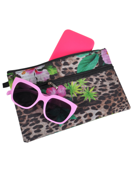 BORSA MARE RIB STOP QUADRATA FANTASIA MACULATA E FIORI 100% PL AQUA DI MARE
