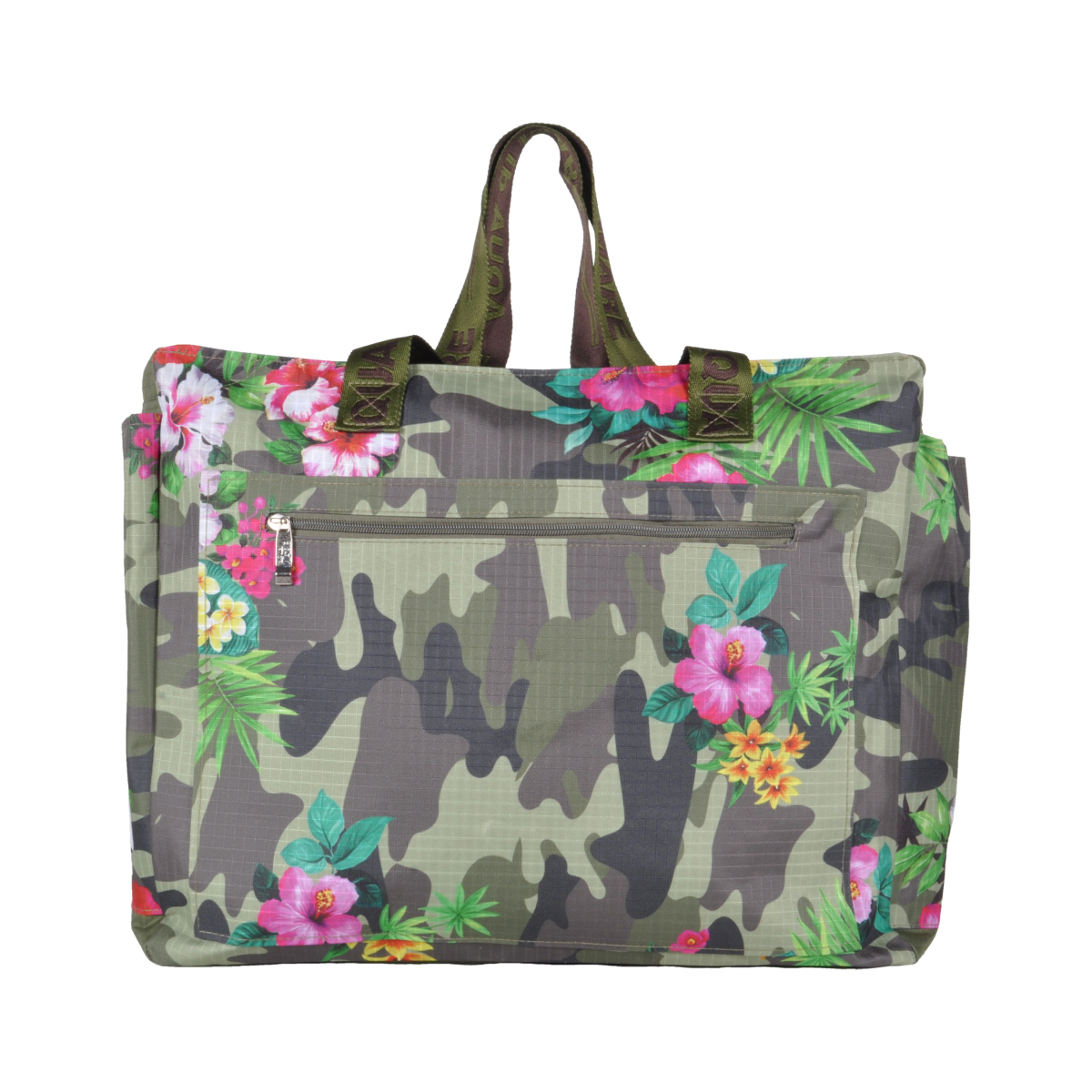Borsa Mare Rib Stop Quadrata Fantasia Camo E Fiori 100%pl Aqua Di Mare - Imma Italy
