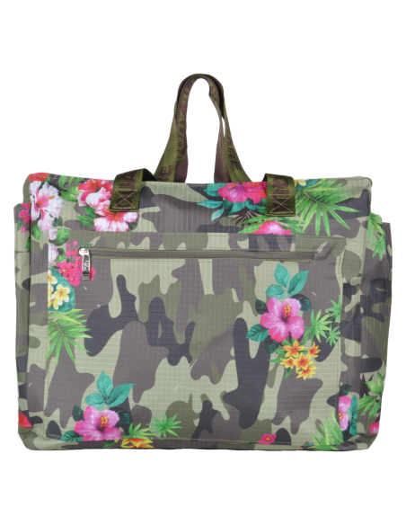 Borsa Mare Rib Stop Quadrata Fantasia Camo E Fiori 100%pl Aqua Di Mare - Imma Italy