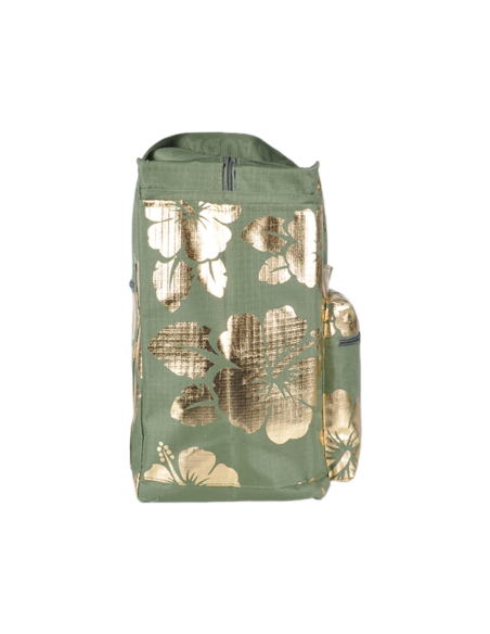 BORSA MARE RIB STOP QUADRATA IBISCUS METAL 100%PL AQUA DI MARE