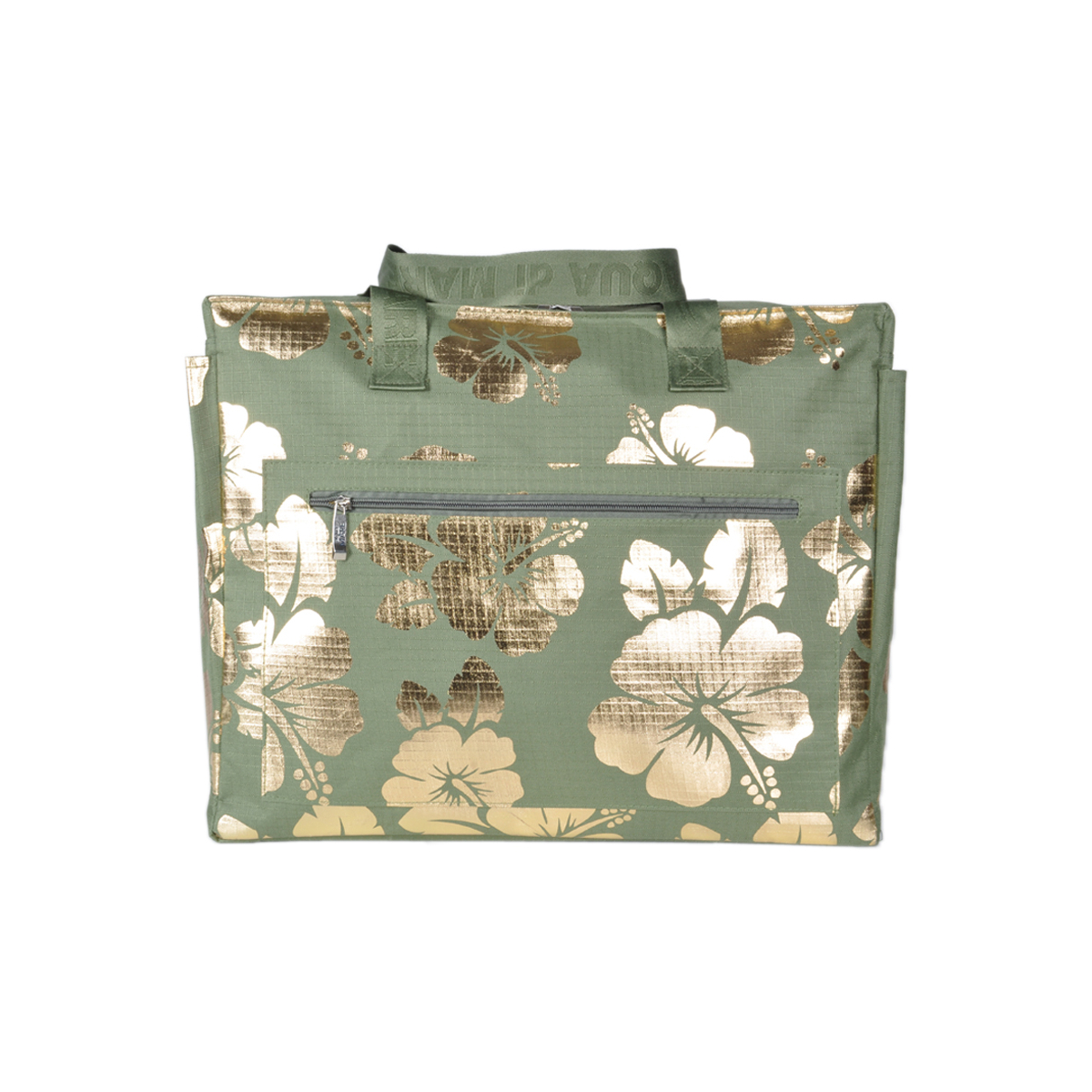 BORSA MARE RIB STOP QUADRATA IBISCUS METAL 100%PL AQUA DI MARE