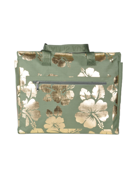 BORSA MARE RIB STOP QUADRATA IBISCUS METAL 100%PL AQUA DI MARE