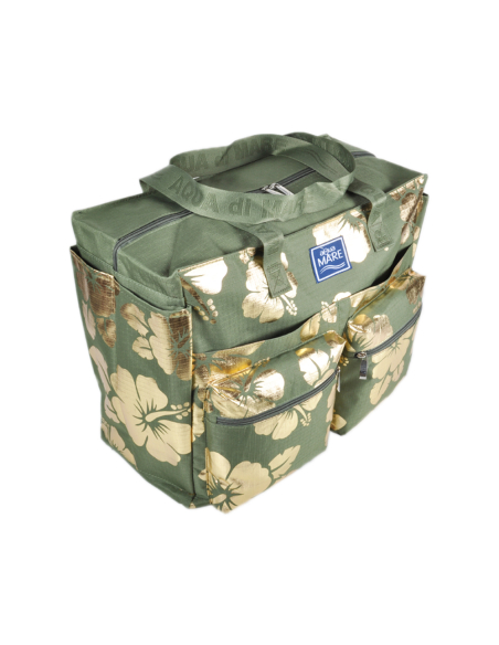 BORSA MARE RIB STOP QUADRATA IBISCUS METAL 100%PL AQUA DI MARE