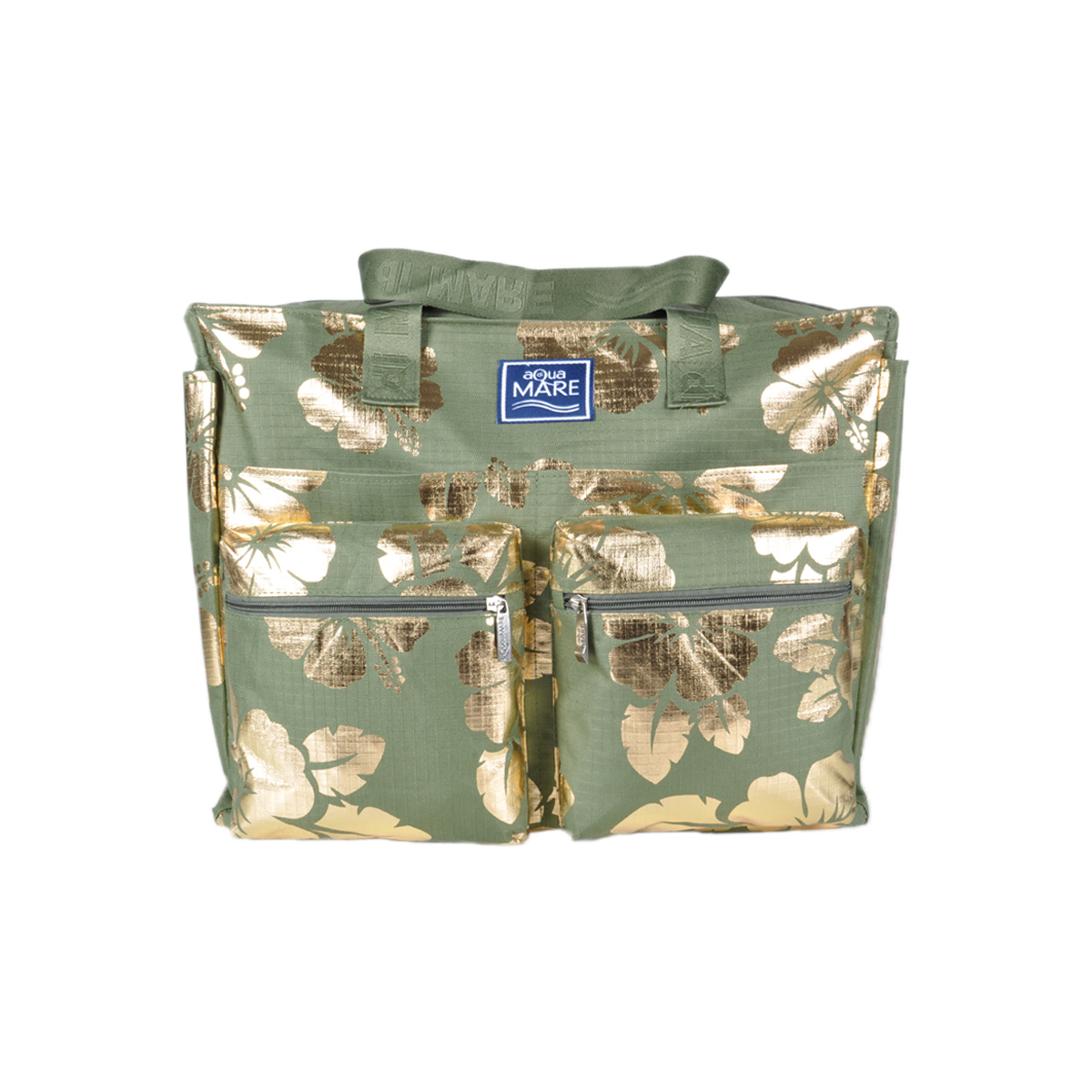 BORSA MARE RIB STOP QUADRATA IBISCUS METAL 100%PL AQUA DI MARE