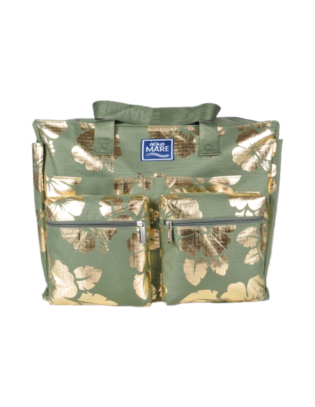 BORSA MARE RIB STOP QUADRATA IBISCUS METAL 100%PL AQUA DI MARE
