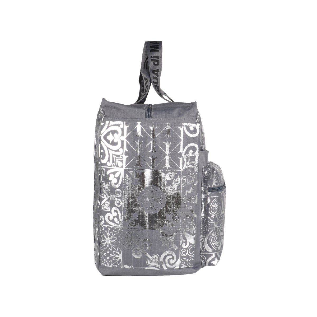 BORSA MARE RIB STOP QUADRATA DIS.MAIOLICHE ARGENTO 100%PL AQUA DI MARE
