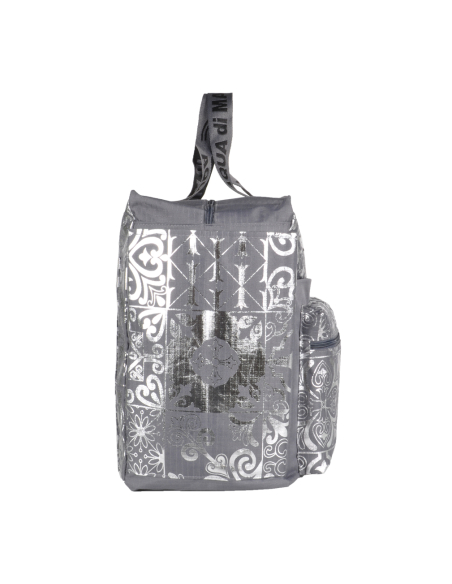 BORSA MARE RIB STOP QUADRATA DIS.MAIOLICHE ARGENTO 100%PL AQUA DI MARE