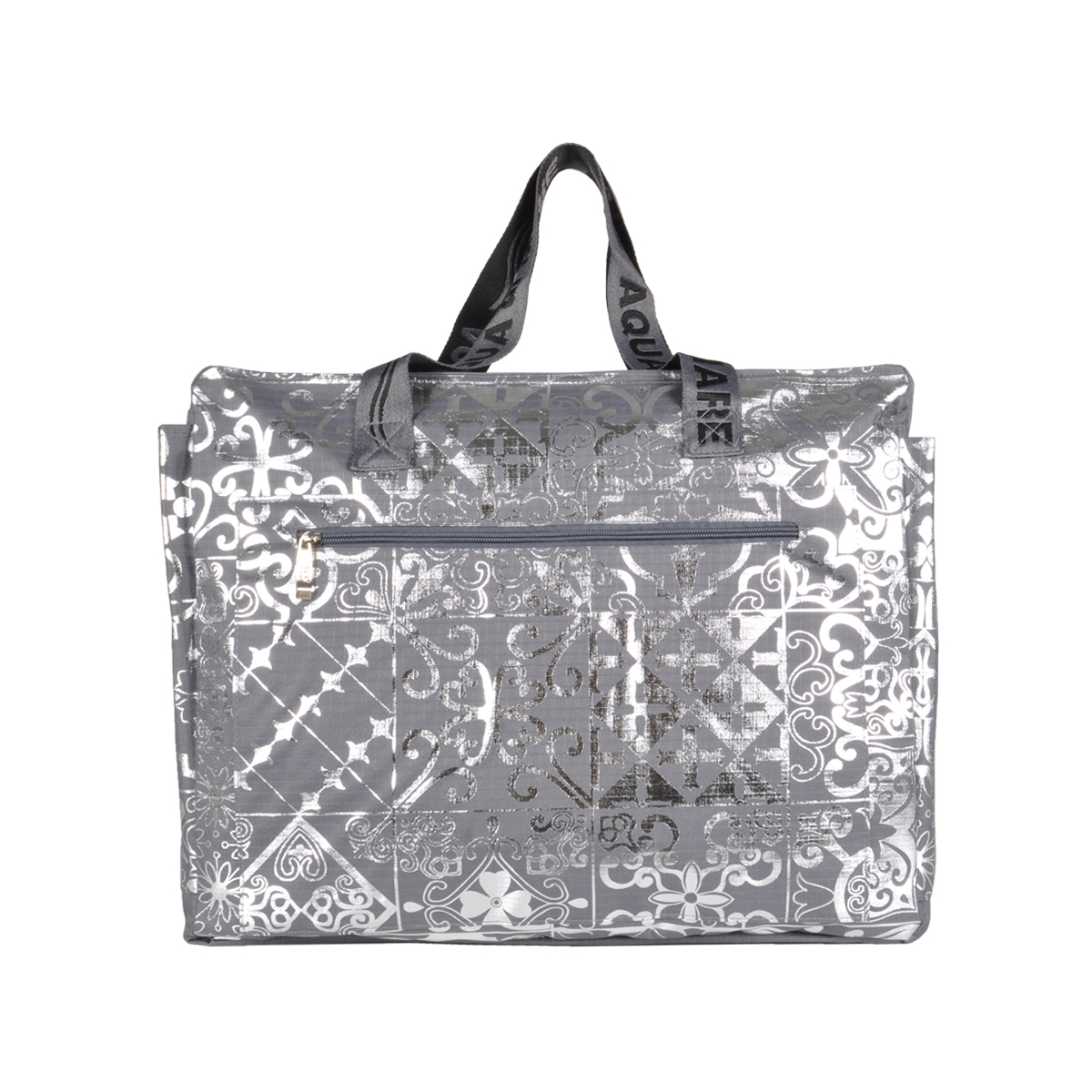 BORSA MARE RIB STOP QUADRATA DIS.MAIOLICHE ARGENTO 100%PL AQUA DI MARE