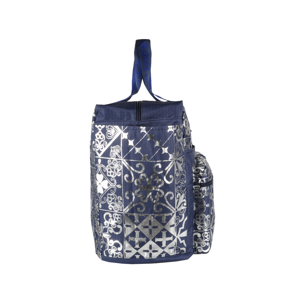 BORSA MARE RIB STOP QUADRATA DIS.MAIOLICHE ARGENTO 100%PL AQUA DI MARE