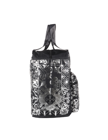 BORSA MARE RIB STOP QUADRATA DIS.MAIOLICHE ARGENTO 100%PL AQUA DI MARE