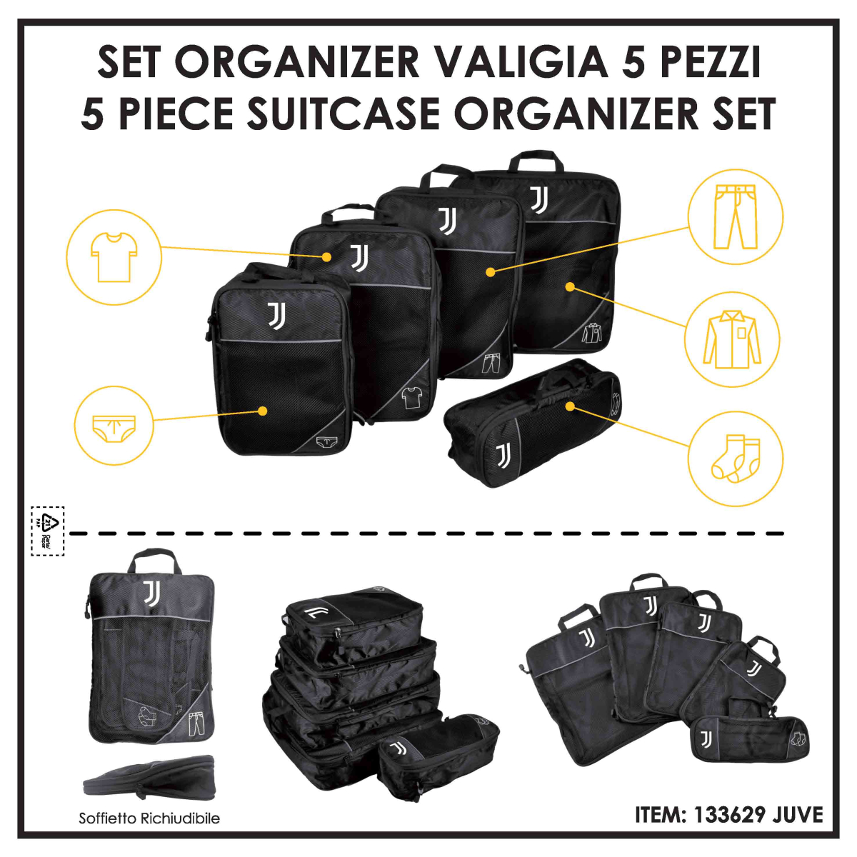 SET 5 PZ TRAVEL 100%PL JUVENTUS