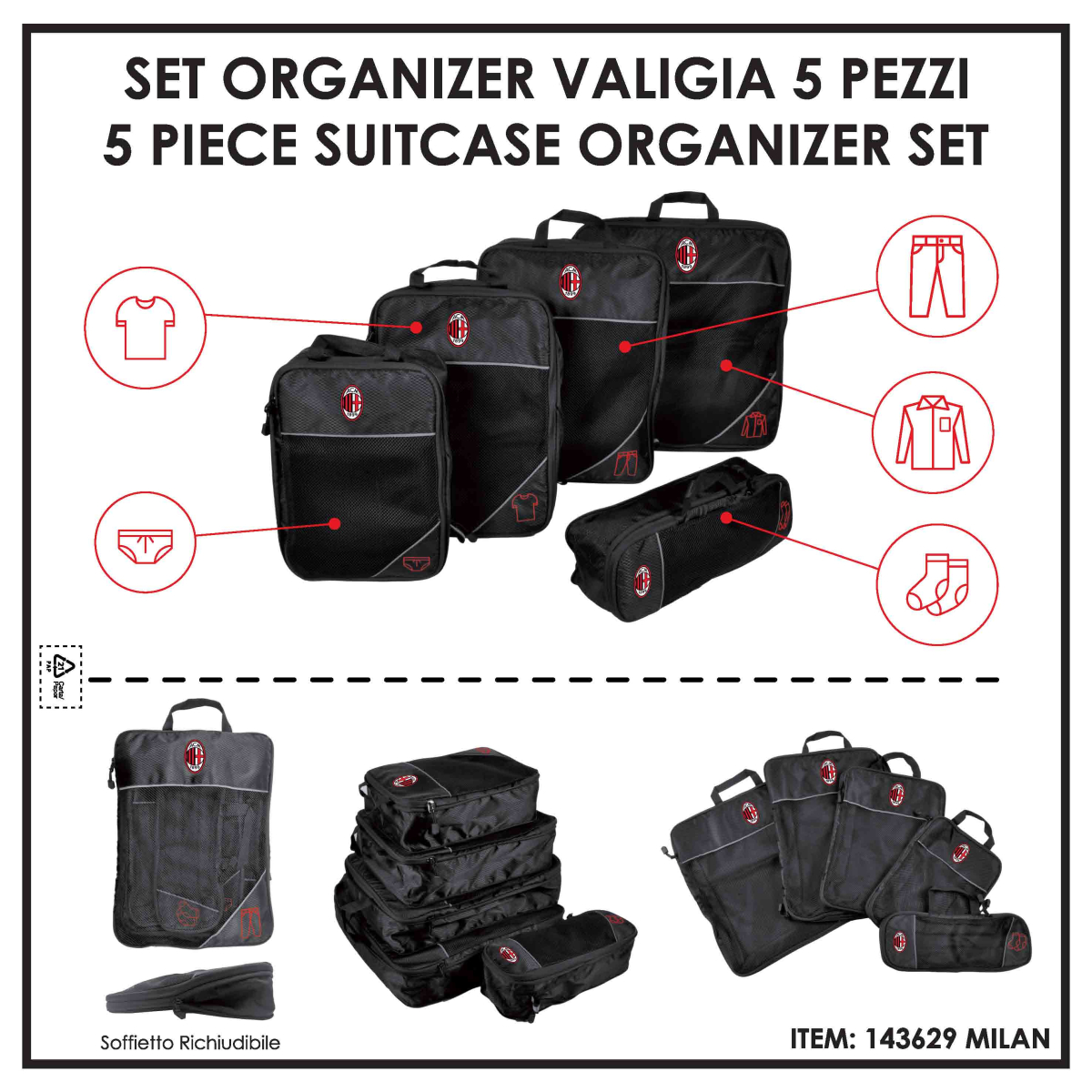 SET 5 PZ TRAVEL 100%PL MILAN