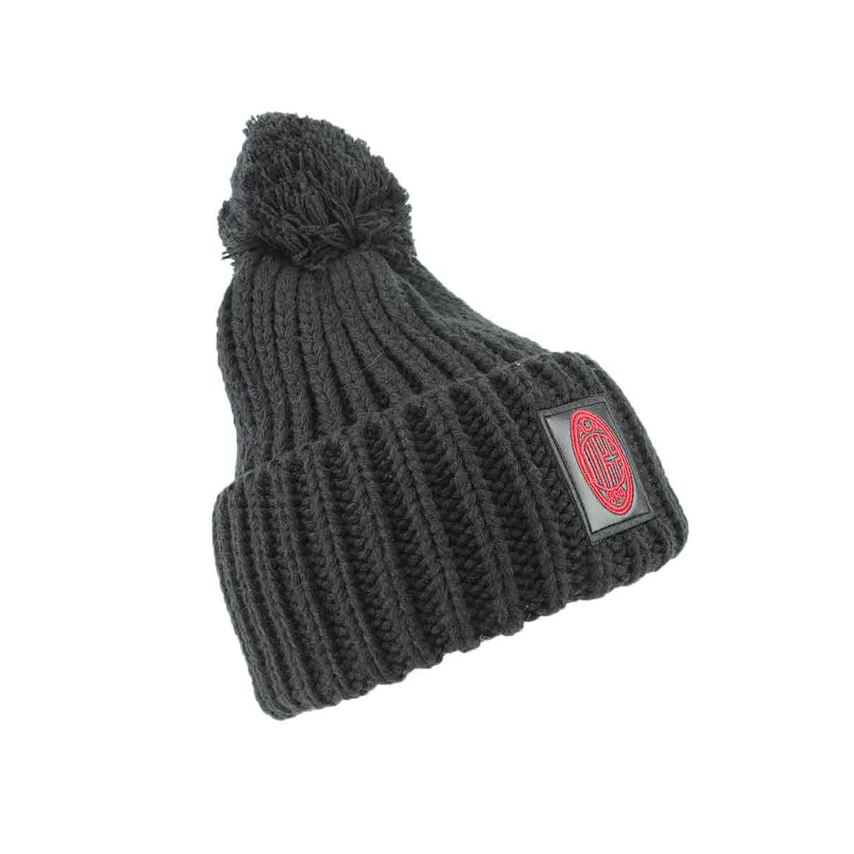 CAPPELLO UNITO C/PON PON NERO 100% PC MILAN
