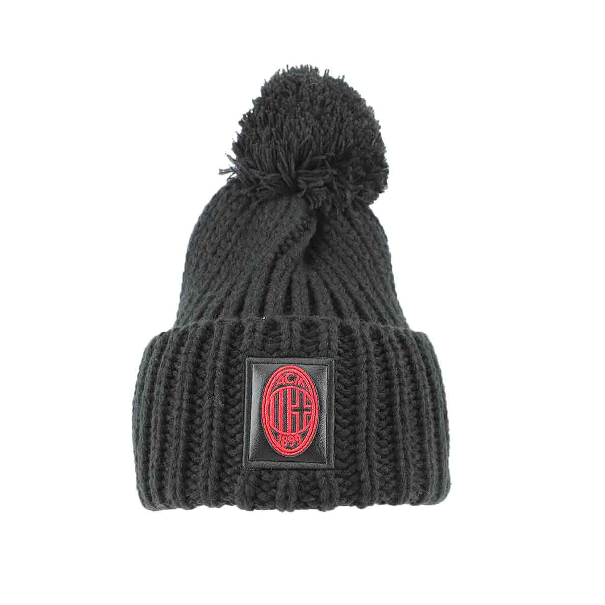 CAPPELLO UNITO C/PON PON NERO 100% PC MILAN