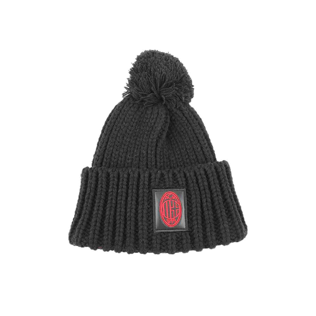 CAPPELLO UNITO C/PON PON NERO 100% PC MILAN