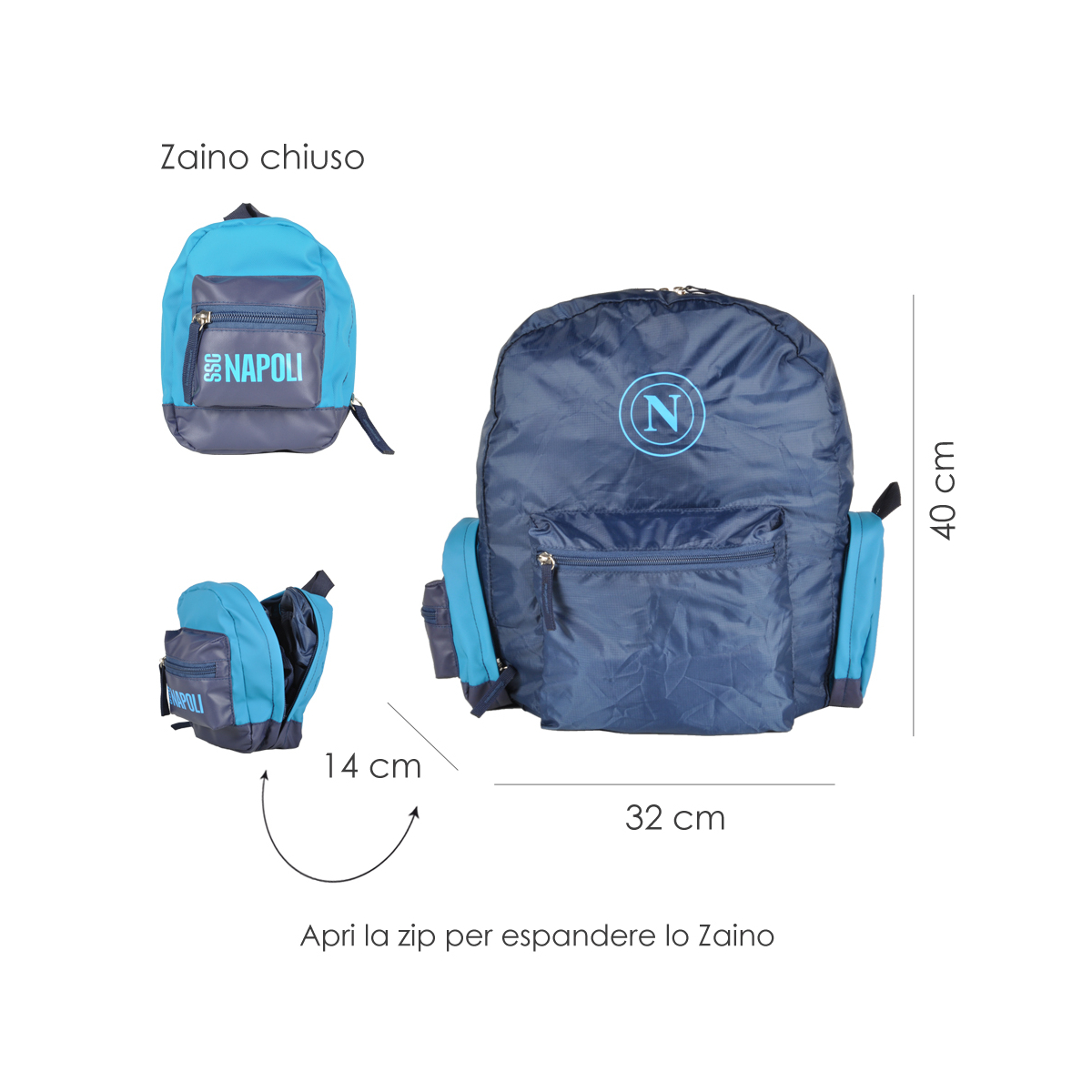 ZAINO TRAVEL RICHIUDIBILE 100%PL SSC NAPOLI