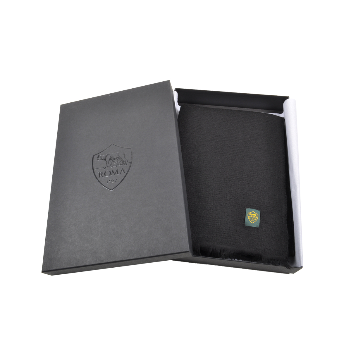 SCIARPA LOGATA IN BOX 50%PC 38%MD 8%WO 4%WP MADE IN ITALY ROMA