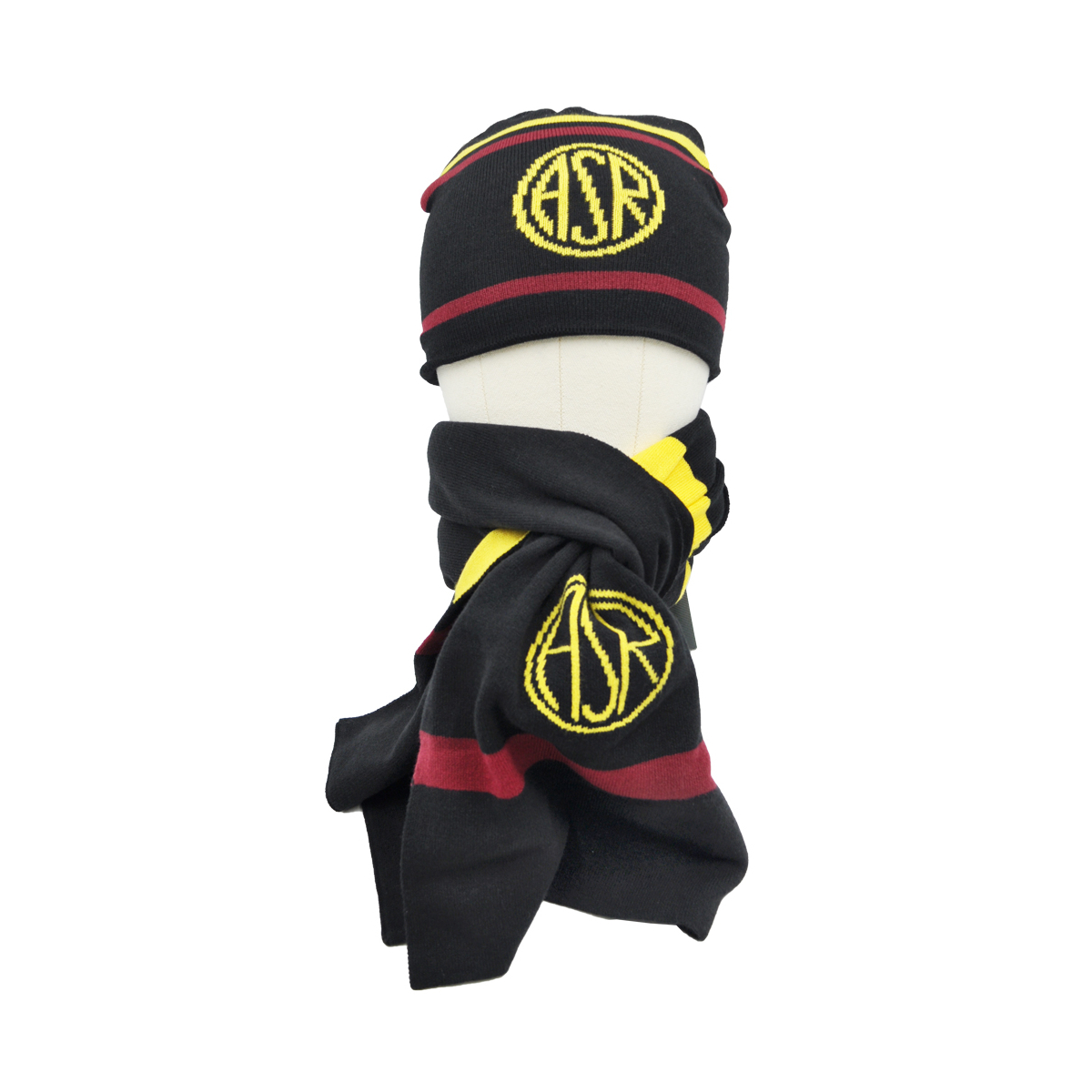 SET CAPPELLO CUFFIA JACQUARD E SCIARPA LOGATA 52%VI 30%PL 18%PA ROMA